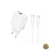 Incarcator Retea Cu Cablu USB-C Borofone BN27 Fuente 20W 3A 1 x USB-A - 1 x USB-C Alb