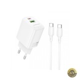 Incarcator Retea Cu Cablu USB-C Borofone BN27 Fuente 20W 3A 1 x USB-A - 1 x USB-C Alb