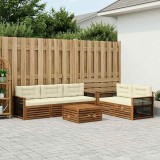 vidaXL Set de canapele de exterior cu pernă 6 pcs Natural și Crem 3383023