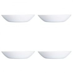 Set farfurii 4 piese, farfurii adanci, opal, albe, diametru 20 cm