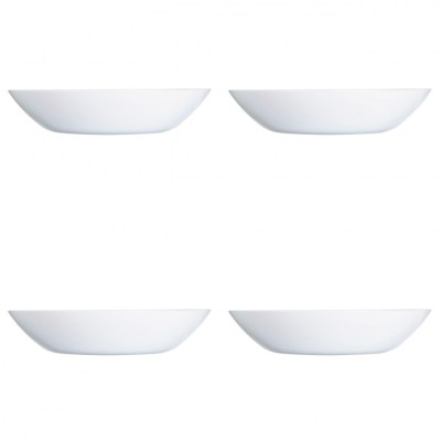 Set farfurii 4 piese, farfurii adanci, opal, albe, diametru 20 cm foto