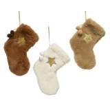 Cumpara ieftin Decoratiune - Stocking Polyester Artificial Fur - Golden Glitter Star - mai multe culori | Kaemingk