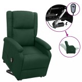 Cumpara ieftin Fotoliu cu ridicare, verde &icirc;nchis, material textil
