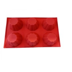 Forma silicon pentru prajituri, 6 cavitati, Rosu, 148COF