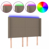 Cumpara ieftin Tablie de pat cu LED, gri taupe, 147x16x118/128 cm, textil