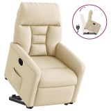 vidaXL Fotoliu rabatabil cu ridicare pe verticală, crem, textil 3303040