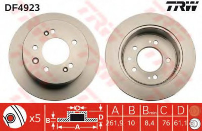 Disc frana HYUNDAI SONATA VI (YF) (2009 - 2016) TRW DF4923 foto