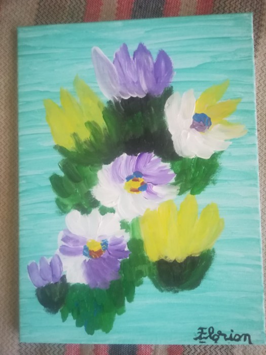 TABLOU PE PANZA CU SASIU NOU 30 X 40 CM FLORI