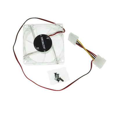 Ventilator PC 80 mm, LED multicolor, 4 pini, molex, 12V, transparent foto