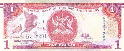 Bancnota Trinidad &amp;amp; Tobago 1 Dolar 2006 (2017) - P46Ab UNC foto