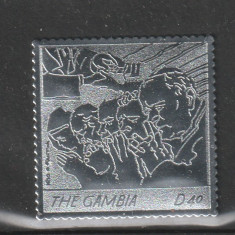 Gambia 2005-Papa Ioan Paul al II-lea,rugandu-se,timbru argint,Mi.5555