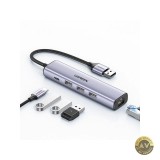 Hub USB UGREEN CM475 3 x USB-A 3.0 - 1 x USB-C - 1 x RJ45 Gri