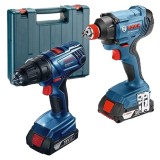Bosch GDX 180-LI + GSR 180-LI - Masina de insurubat cu impact 180 Nm M6-M16 + Masina de gaurit si insurubat 54 Nm + Set 2 acumulatori Li-Ion 18 V 1.5