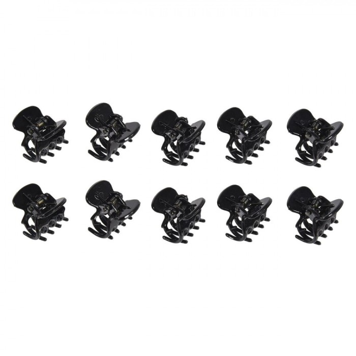 Set Clame Păr, Model 2 cm, Negru, Plastic, 10 Bucăți
