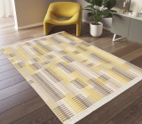 Cumpara ieftin Covor Premium Belgian Model RE BORN 21706-850, Marime 80 x 150 cm, Bej, Bumbac reciclat si Polipropilena, Living, Dormitor, Sufragerie, Birou