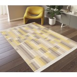 Covor Premium Belgian Model RE BORN 21706-850, Marime 80 x 150 cm, Bej, Bumbac reciclat si Polipropilena, Living, Dormitor, Sufragerie, Birou