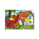 Puzzle 24 piese, Dragon cu flacari, pentru copii, ATU-080364