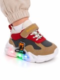 Cumpara ieftin Pantofi sport cu luminite, Model Bubudoo 2, Piele ecologica, Baieti, Multicolor