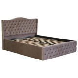 Pat Matrimonial Ofelia tapitat cu somiera rabatabila diverse dimensiuni, culoare cappuccino - 180x200