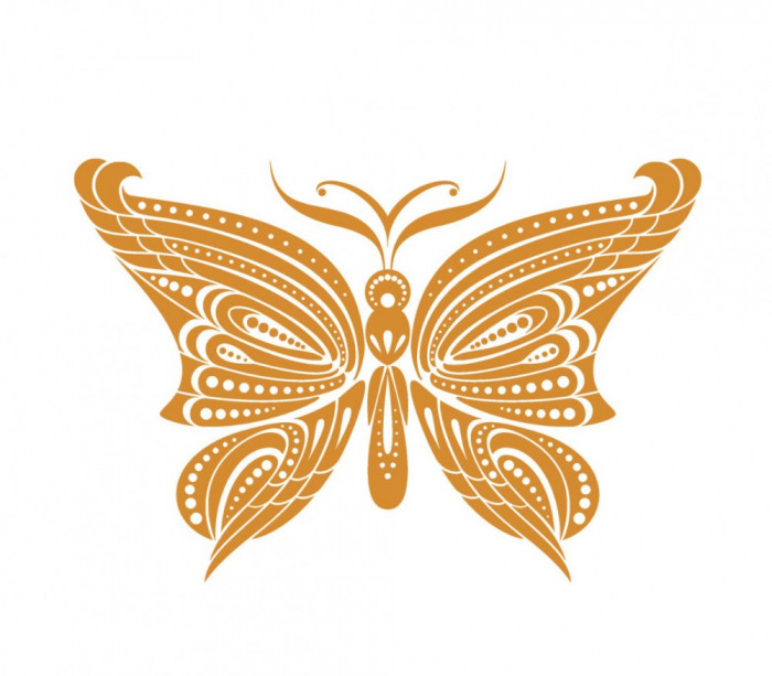 Sticker decorativ Fluture, Portocaliu, 60 cm, 1151ST-9