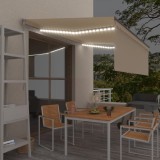 VidaXL Copertină retractabilă manual cu stor &amp; LED, crem, 4x3 m