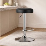 Scaun de bucatarie/bar, Artool, Rojst, rotativ, piele ecologica neagra, picior metal argintiu, 38x38x62.5-83 cm