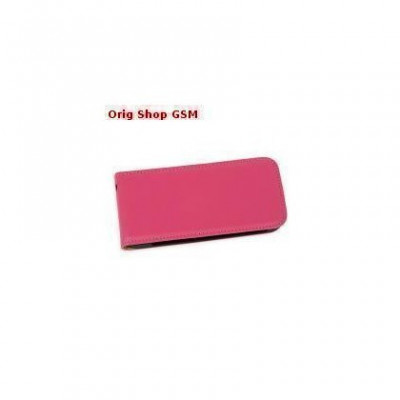 Husa piele Apple iPhone 5/5S Slim Flip Pink Premium foto