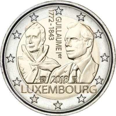 Luxemburg 2 euro 2018 comemorativa, Guillaume, UNC foto