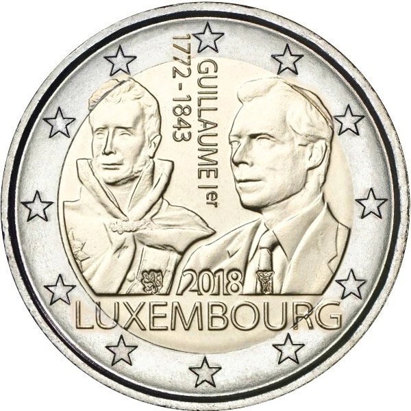 Luxemburg 2 euro 2018 comemorativa, Guillaume, UNC