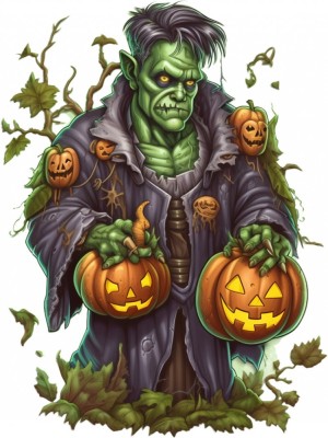 Sticker decorativ, Halloween, Verde, 80 cm, 1308STK-7 foto