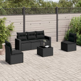 vidaXL Set mobilier de grădină cu perne, 6 piese, negru, poliratan 3218785