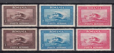 ROMANIA 1928 LP 80 LP 80 a POSTA AERIANA C.RAIU FILIGRAN VERTICAL+FILIGRAN ORIZONTAL GUMA ORIGINALA SERIE SARNIERA foto