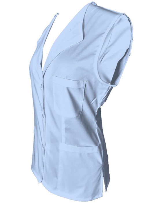 Vesta Medicala Pe Stil, Albastru Deschis cu nasturi - 3XL