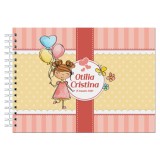 Album foto / Guestbook Caiet poze marturii personalizabil 2 pentru botez, format A5 landscape, pix inclus, 120 pagini albe, accesoriu nunta