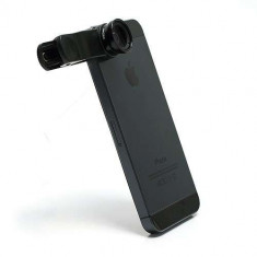 Adaptor Tip Obiectiv Universal Camera Foto Fisheye Lens 3 in 1 iPhone Samsung Universal Negru foto
