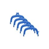 Cadru din plastic pentru geantă, 5 bucăți, 8.5 cm, retro, cu model &icirc;n relief, cu fermoar tip sărut, pentru confecționarea de portofele - Albastru