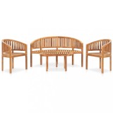 Set mobilier grădină tip banană, 4 piese, lemn masiv de tec