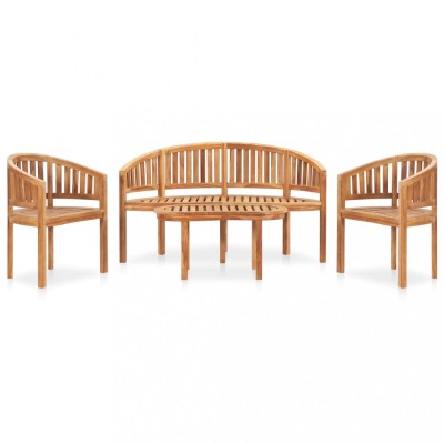 Set mobilier grădină tip banană, 4 piese, lemn masiv de tec foto