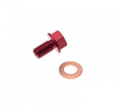 Surub cu magnet, golire ulei M10x1,50, culoare rosu Cod Produs: MX_NEW AMDB0061 foto