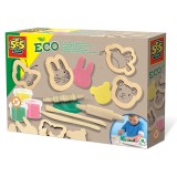 Set creativ - Plastilina eco cu unelte de lemn, SES Creative