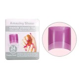 Cumpara ieftin Unghii False Scurte French Mov Perlat AMAZING SHINE, 24 buc, V&acirc;rf Clasic, Tipsuri Unghii Gel Acril