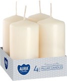 Set 4 lumanari decorative cilindrice AURA MagicHome, ivoire, 40x80 mm, 9h ardere