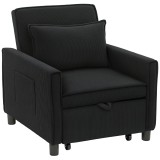 HOMCOM Fotoliu pat, reglabil, 3 poziții, catifea, p&acirc;nă la 120 kg, negru | Aosom Romania