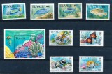 TUVALU PESTI SI CORALI -DOUA SERII DE 4 TIMBRE SI O COLITA CORALI MNH