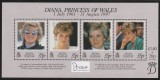 Teritoriile Antarctice Britanice (BAT) 1997 - Printesa Diana, Bloc 4 valori, dantelate, MNH,Mi. Bl.7