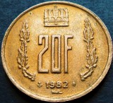 Cumpara ieftin Moneda 20 FRANCI - LUXEMBURG, anul 1982 * cod 1466, Europa