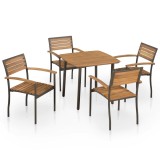 vidaXL Set mobilier de exterior, 5 piese, lemn masiv de acacia și oțel 44230
