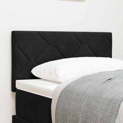 vidaXL Tăblie LED cu lumini cu bandă LED Geometric Negru 80 cm Catifea foto