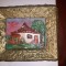 PIONIER Tablou tablouas inedit / pictura pe elemente ghips in rama ghips bronzat