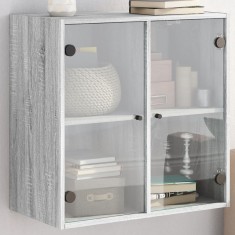 vidaXL Dulap de perete cu uși din sticlă, gri sonoma, 68x37x68,5 cm 836495